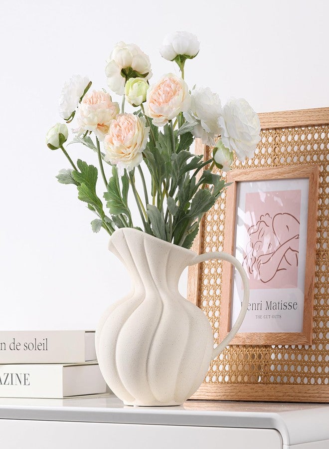 Zormon White Ceramic Pumpkin Vase with Ruffled Design, Elegant Autumn Centerpiece for Fall Home Decor, Halloween, Thanksgiving, Harvest, and Seasonal Table Display - Image 2